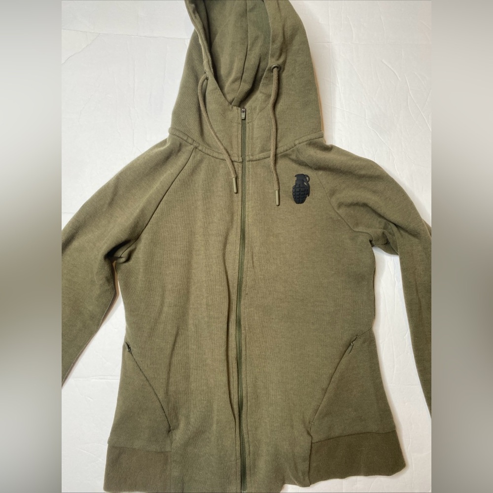 Grenade XS Green Graphic Hoodie Logo Hand Pockets